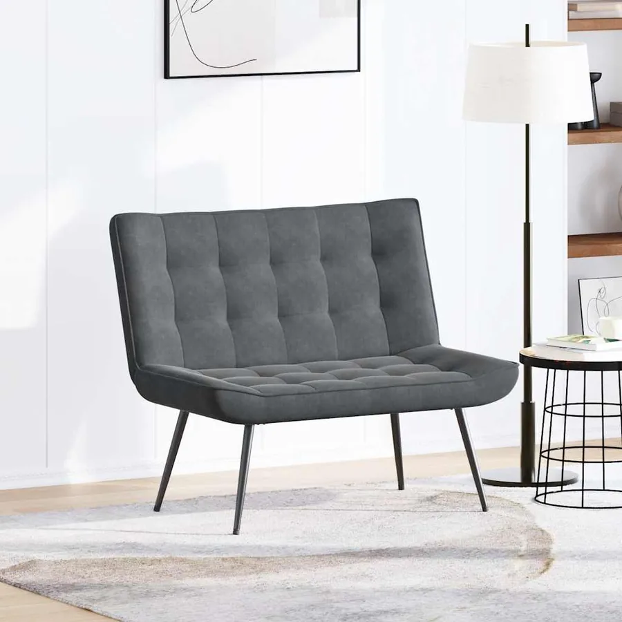 Banc gris foncé 110x74x84 cm velours - 3