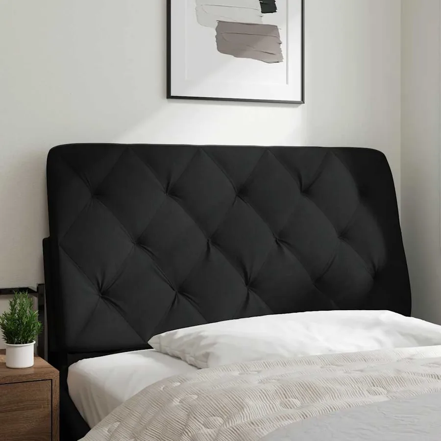 Coussin de tête de lit noir 100 cm tissu - 2