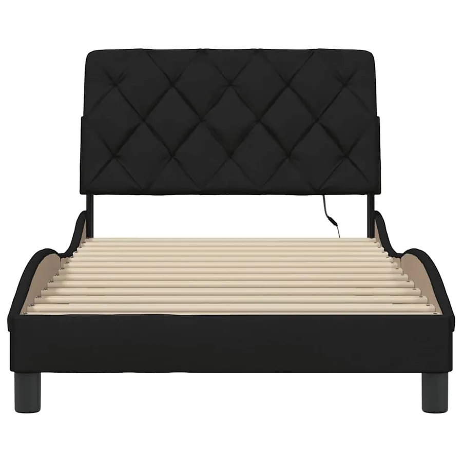 Cadre de lit avec LED sans matelas noir 100x200 cm tissu - 5