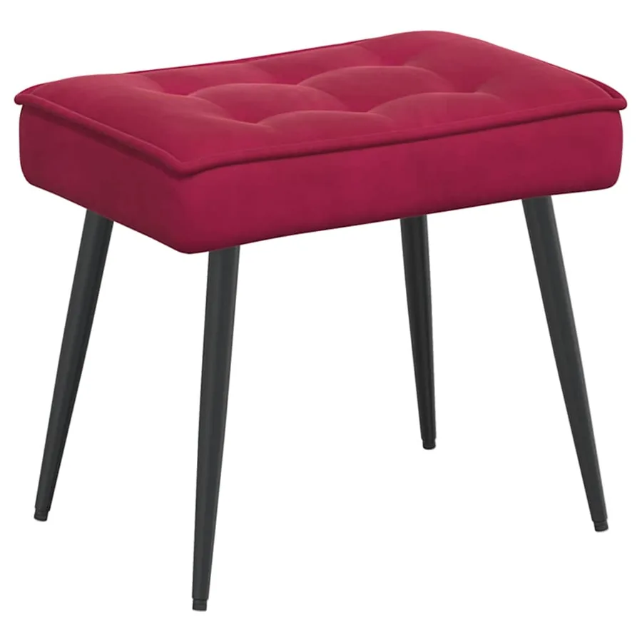 Chaise de relaxation avec tabouret Bordeaux Velours - 5
