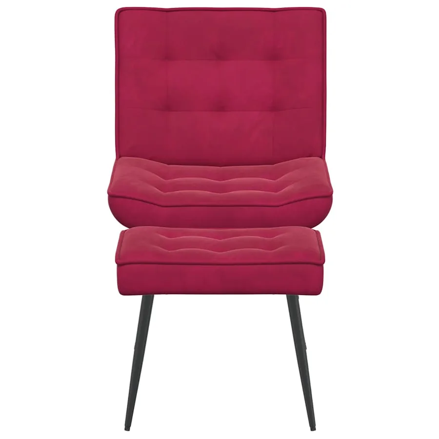 Chaise de relaxation avec tabouret Bordeaux Velours - 6