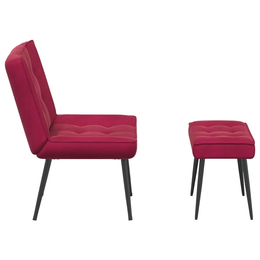Chaise de relaxation avec tabouret Bordeaux Velours - 7