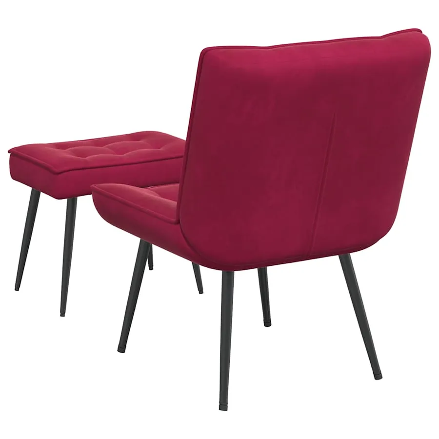 Chaise de relaxation avec tabouret Bordeaux Velours - 8