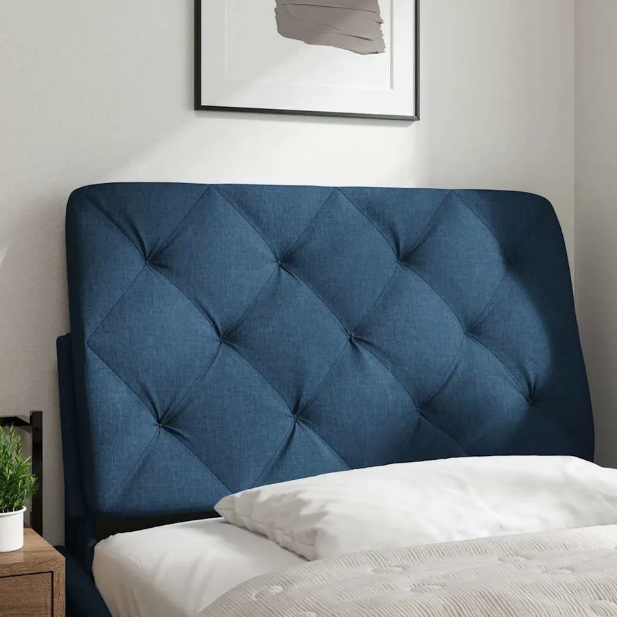 Coussin de tête de lit bleu 80 cm tissu - 2