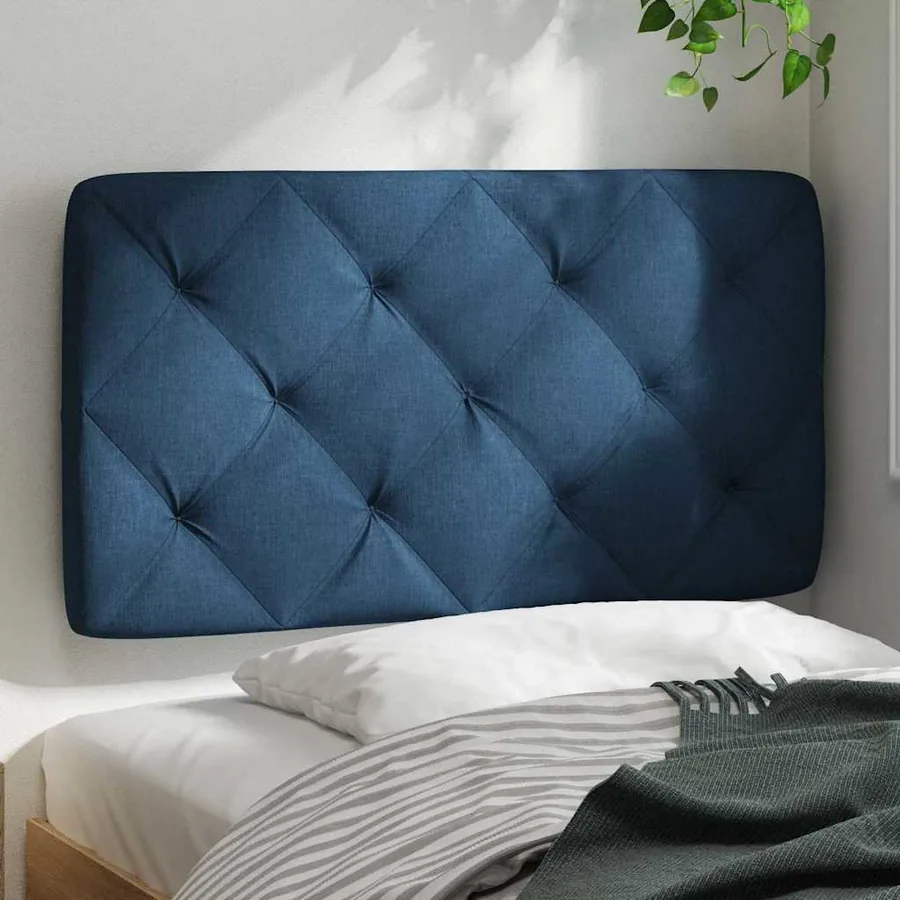 Coussin de tête de lit bleu 80 cm tissu - 3