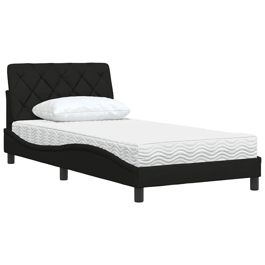 Lit avec matelas noir 100x200 cm tissu - 4