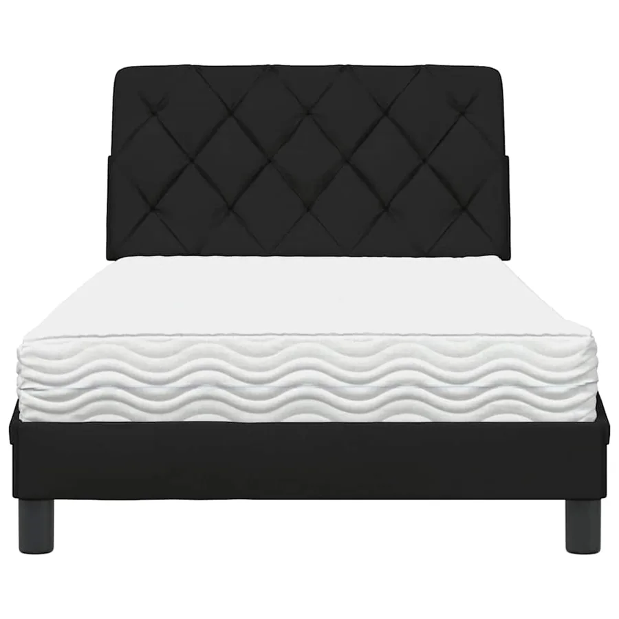 Lit avec matelas noir 100x200 cm tissu - 5