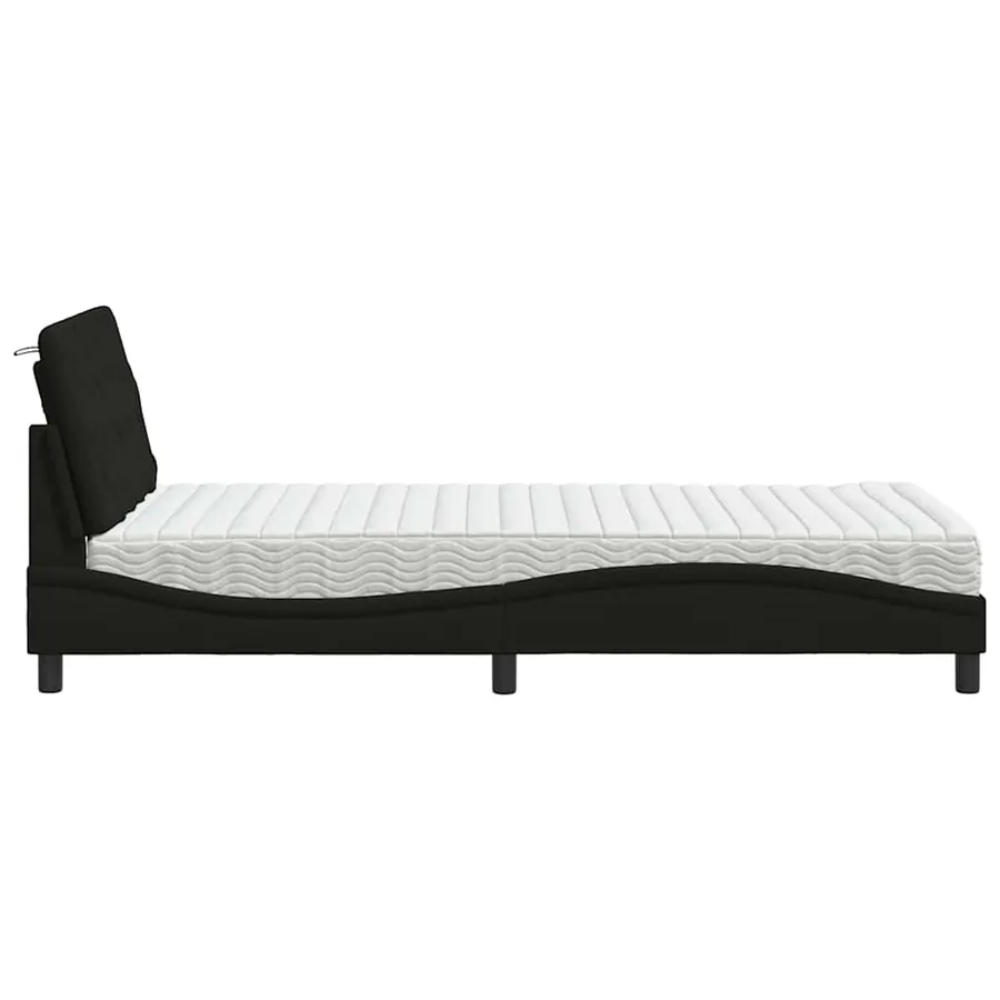Lit avec matelas noir 100x200 cm tissu - 6