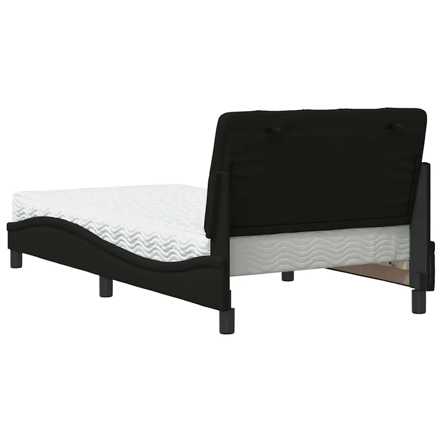 Lit avec matelas noir 100x200 cm tissu - 7