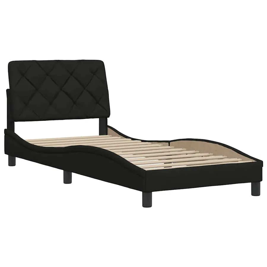 Cadre de lit sans matelas noir 90x200 cm tissu - 4