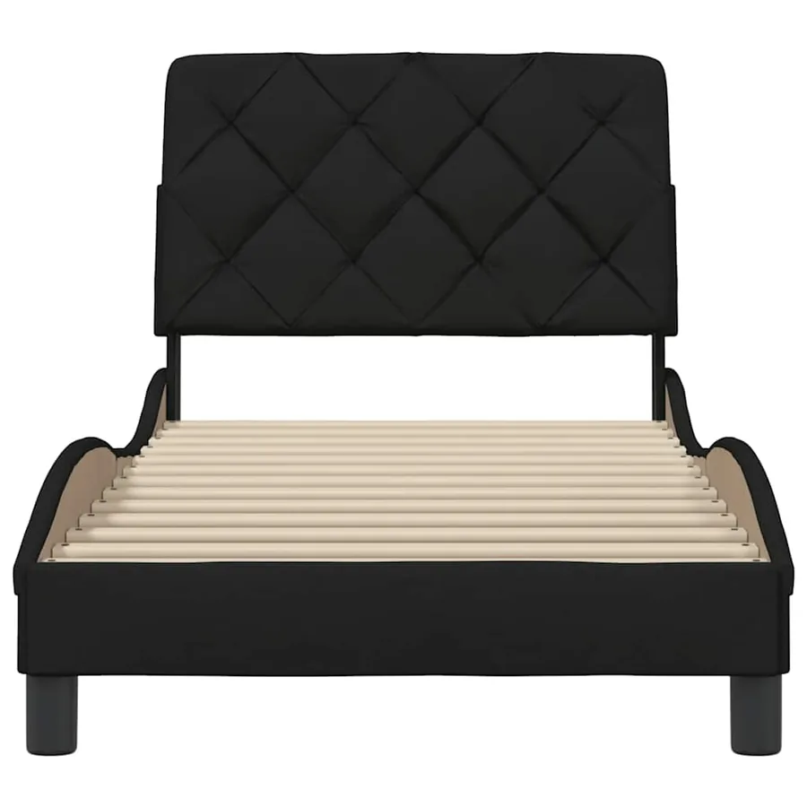 Cadre de lit sans matelas noir 90x200 cm tissu - 5