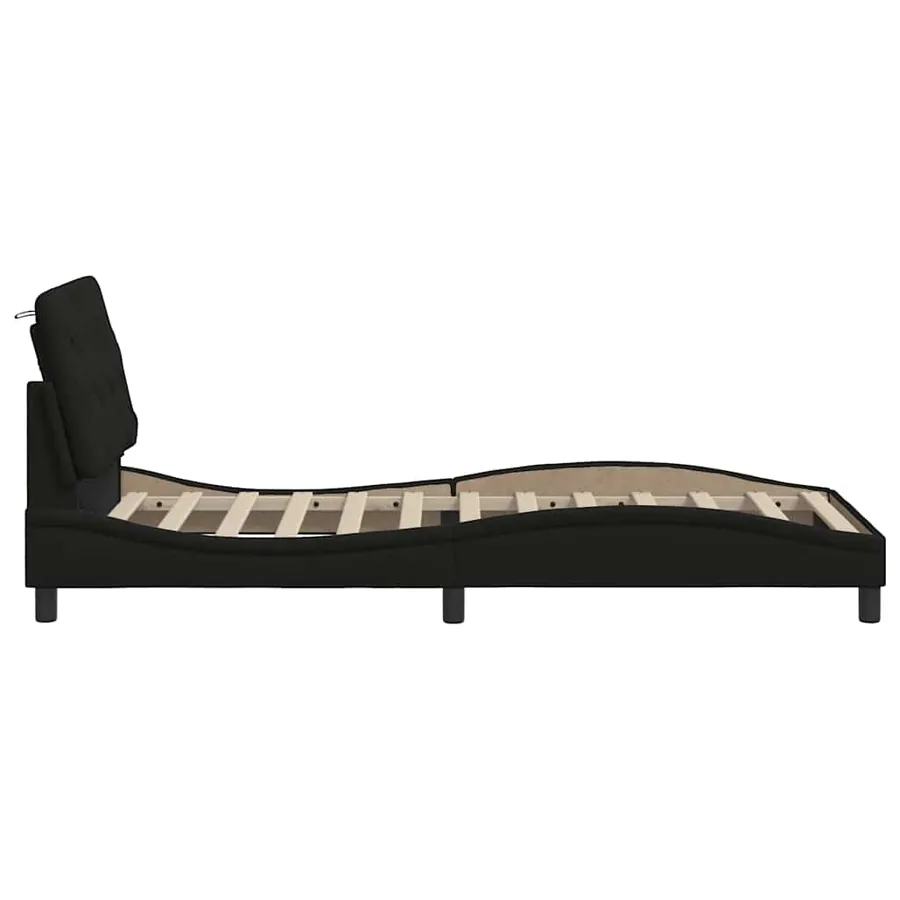 Cadre de lit sans matelas noir 90x200 cm tissu - 8