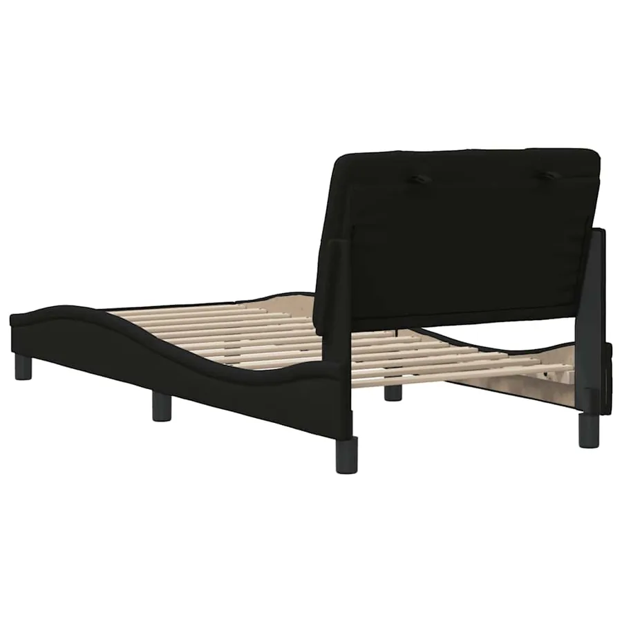 Cadre de lit sans matelas noir 90x200 cm tissu - 9