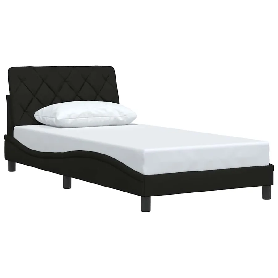 Cadre de lit sans matelas noir 100x200 cm tissu - 3