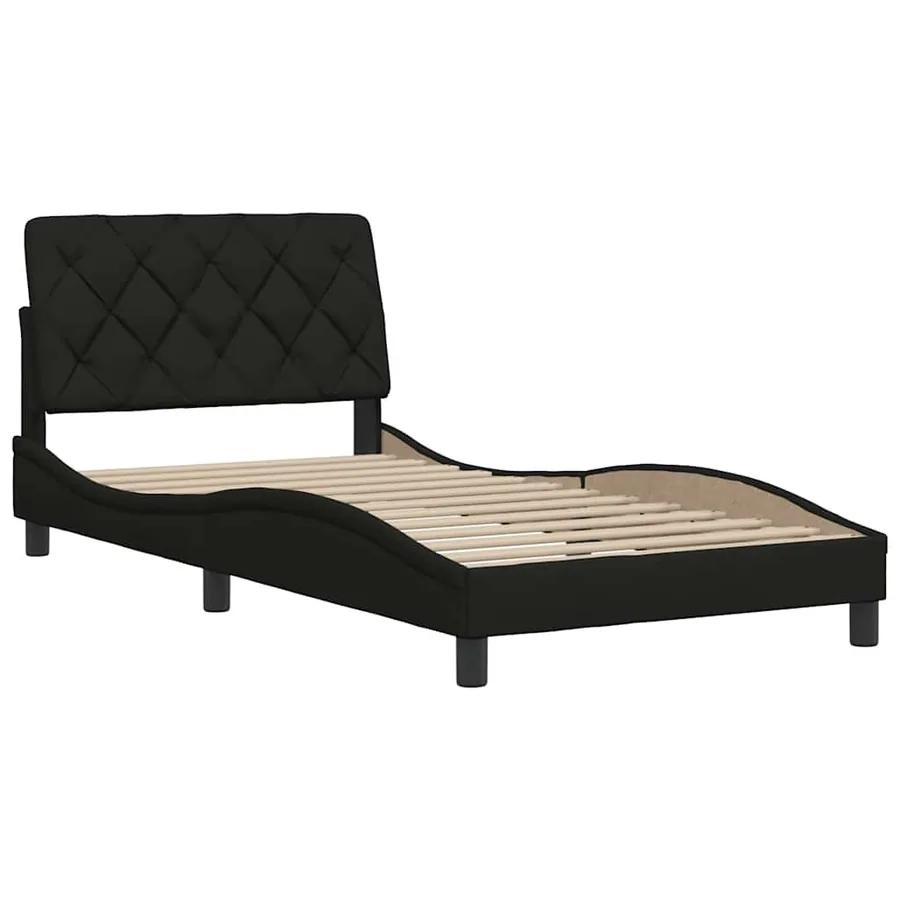 Cadre de lit sans matelas noir 100x200 cm tissu - 4