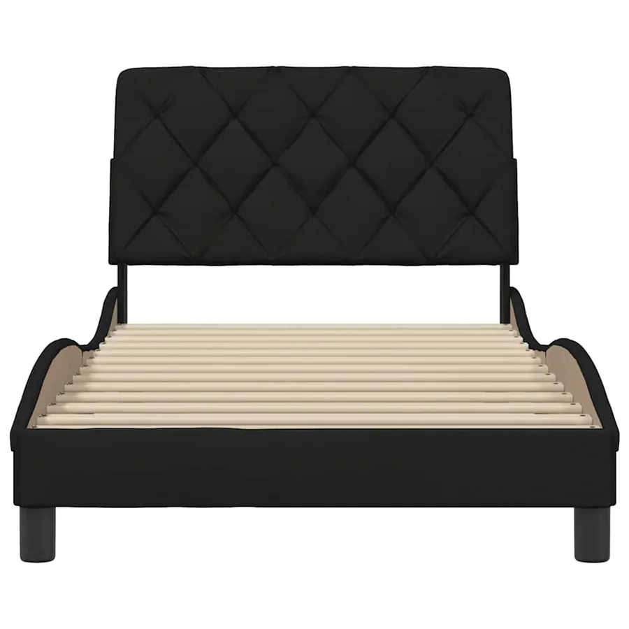Cadre de lit sans matelas noir 100x200 cm tissu - 5