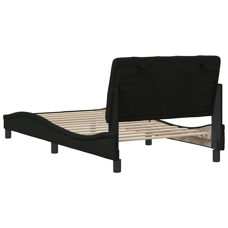 Cadre de lit sans matelas noir 100x200 cm tissu - 9