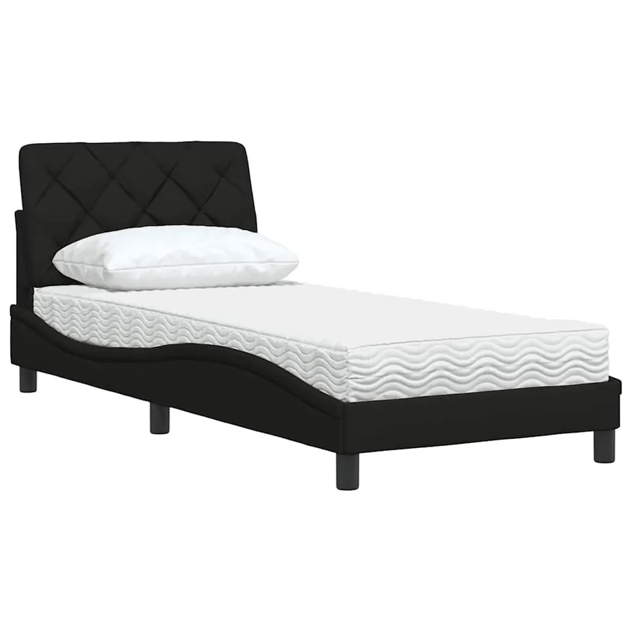 Lit avec matelas noir 90x200 cm tissu - 4