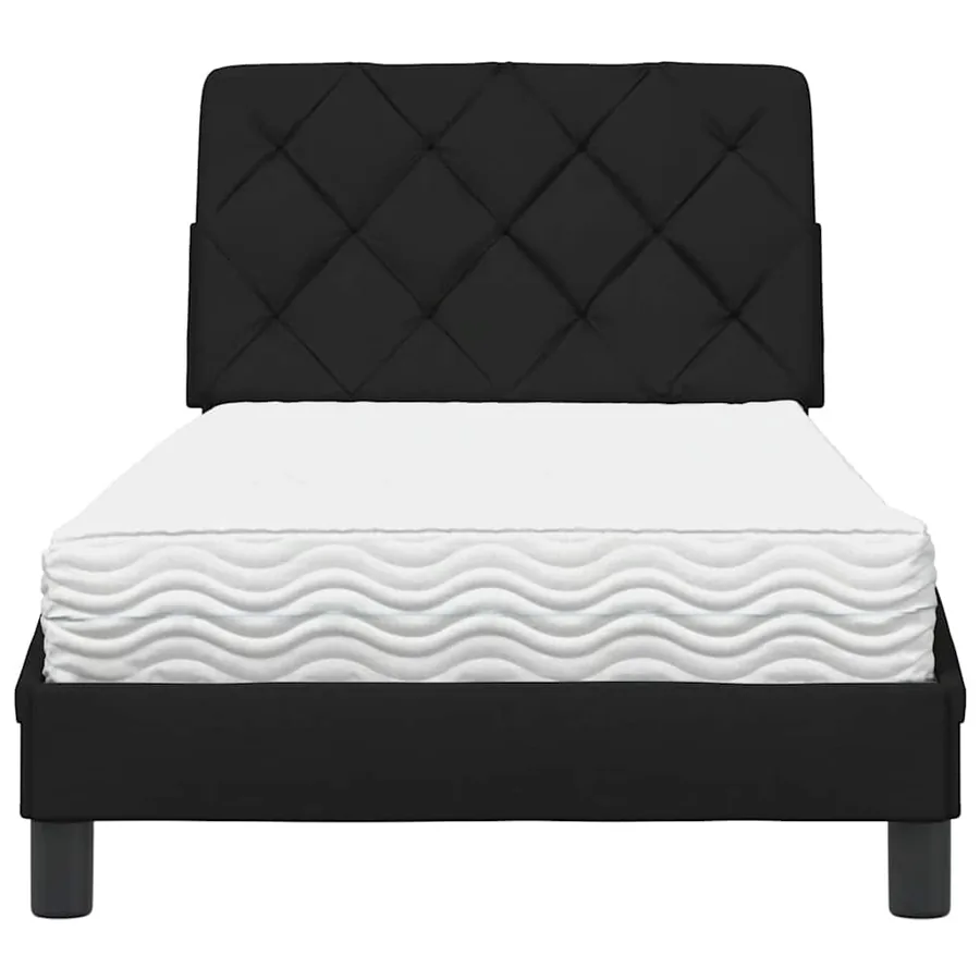 Lit avec matelas noir 90x200 cm tissu - 5