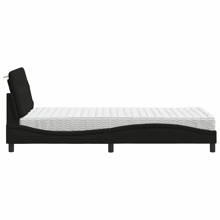 Lit avec matelas noir 90x200 cm tissu - 6