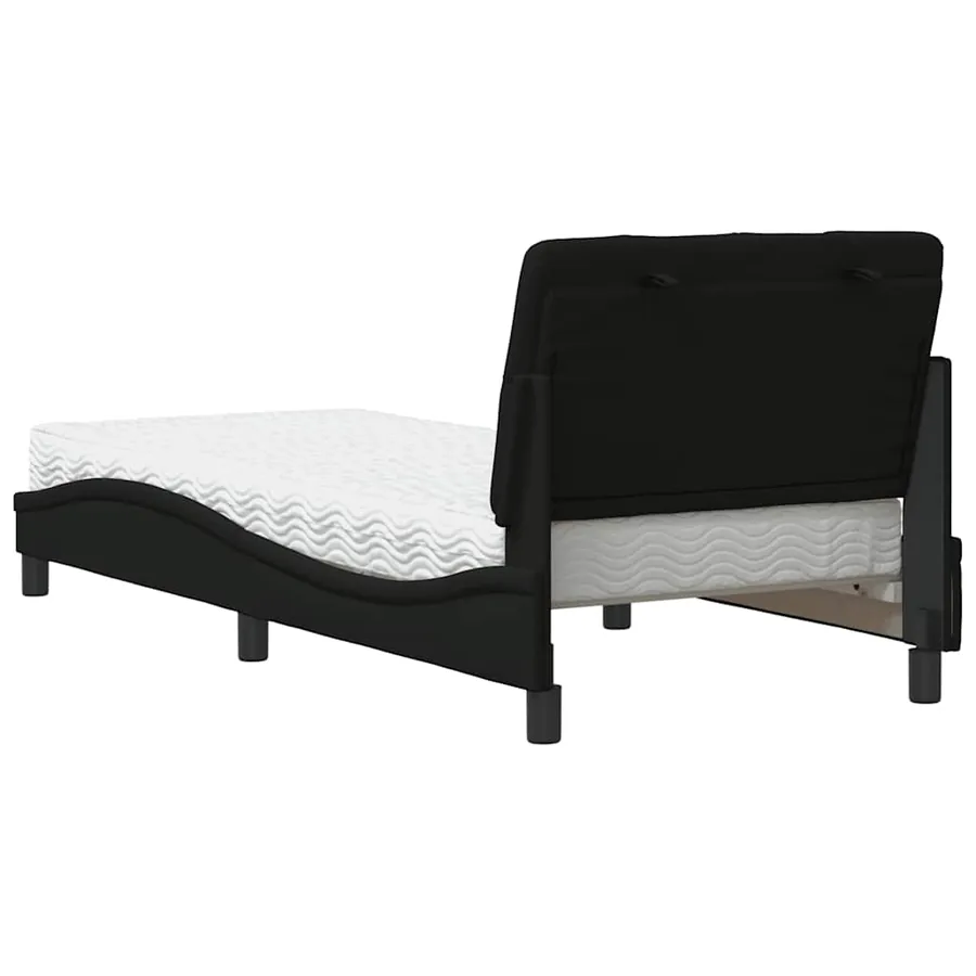 Lit avec matelas noir 90x200 cm tissu - 7