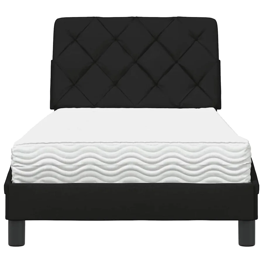 Lit avec matelas noir 80x200 cm tissu - 5