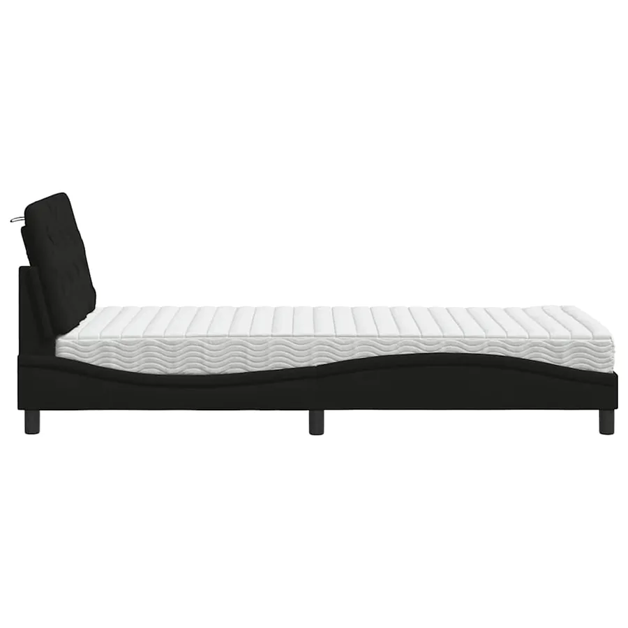 Lit avec matelas noir 80x200 cm tissu - 6