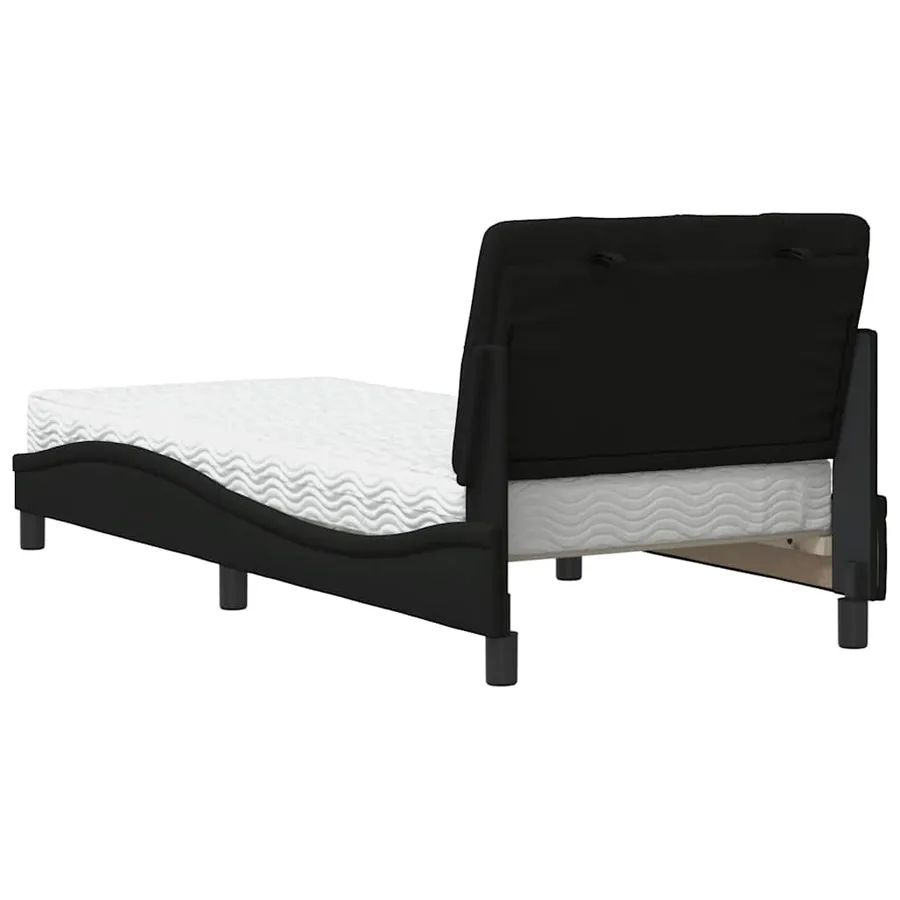 Lit avec matelas noir 80x200 cm tissu - 7