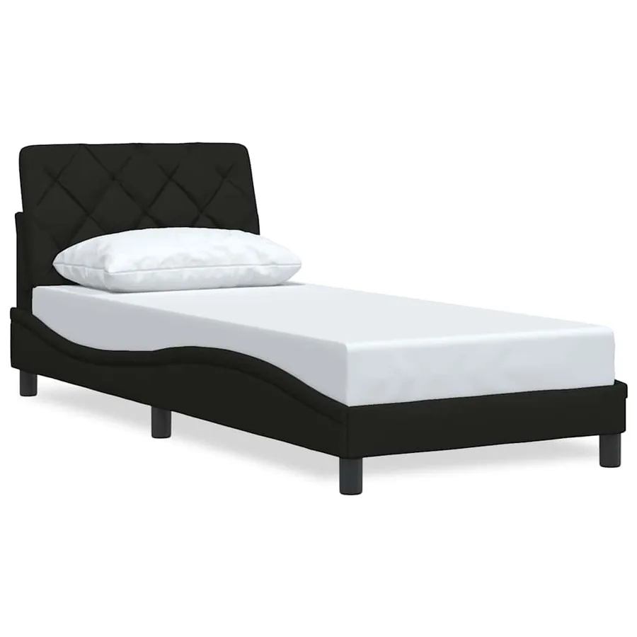 Cadre de lit sans matelas noir 80x200 cm tissu - 2