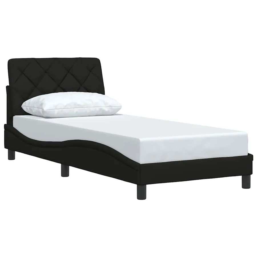 Cadre de lit sans matelas noir 80x200 cm tissu - 3