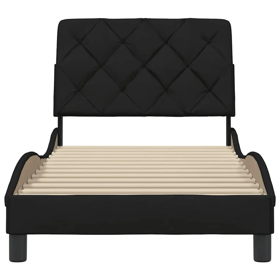 Cadre de lit sans matelas noir 80x200 cm tissu - 5