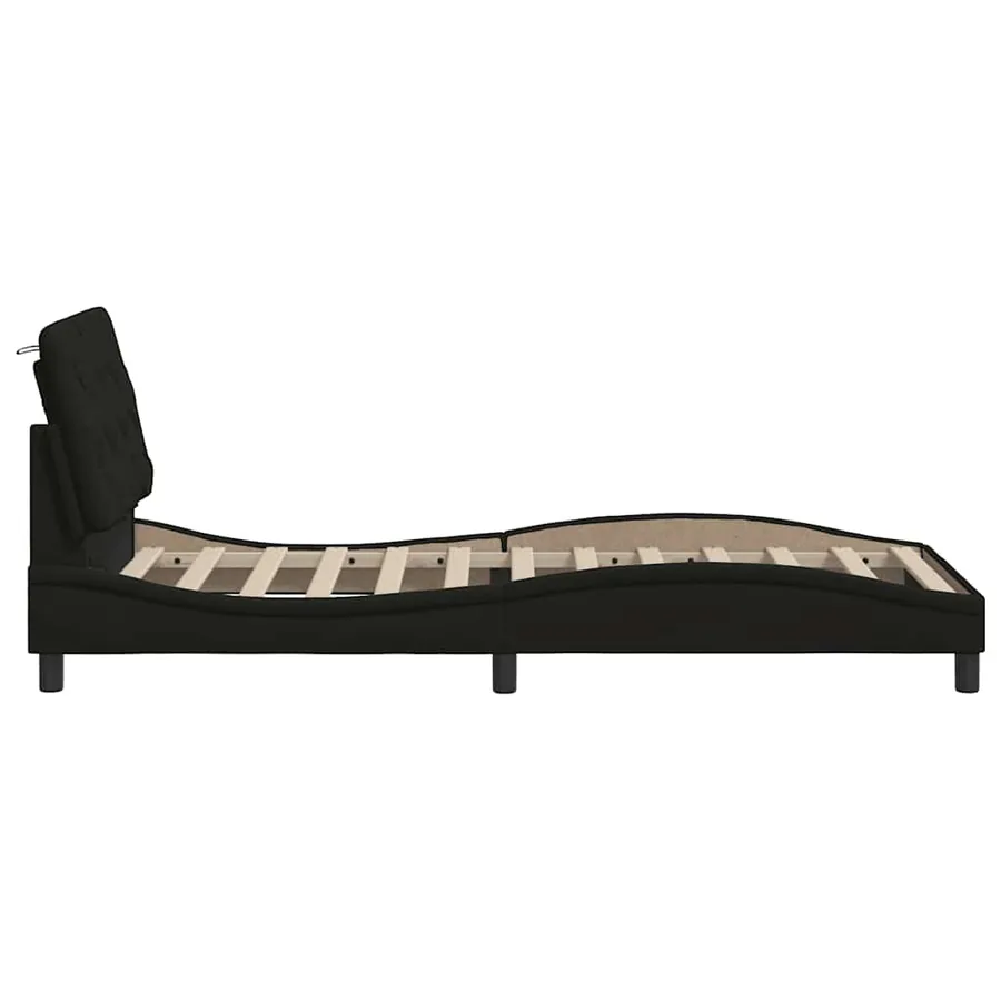 Cadre de lit sans matelas noir 80x200 cm tissu - 8