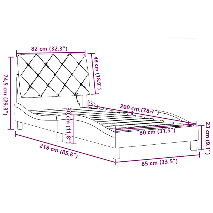 Cadre de lit avec LED sans matelas noir 80x200 cm tissu - 15