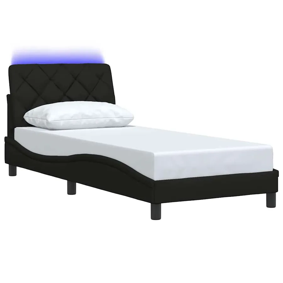 Cadre de lit avec LED sans matelas noir 80x200 cm tissu - 3