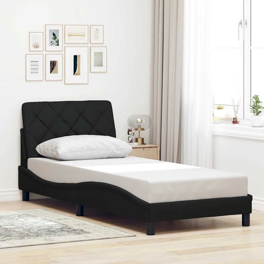 Cadre de lit avec LED sans matelas noir 80x200 cm tissu - 4