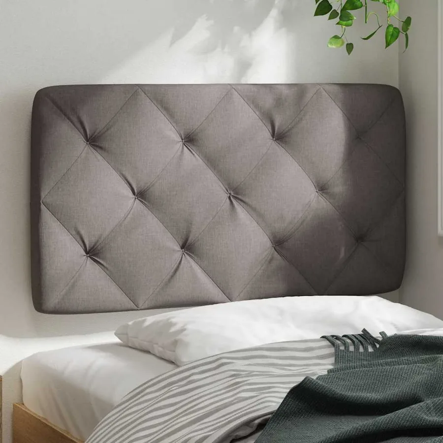 Coussin de tête de lit taupe 80 cm tissu - 3