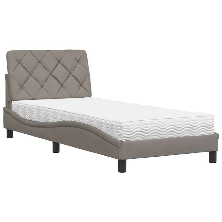 Lit avec matelas taupe 80x200 cm tissu - 2