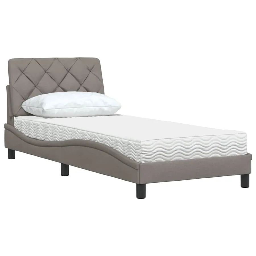 Lit avec matelas taupe 80x200 cm tissu - 4
