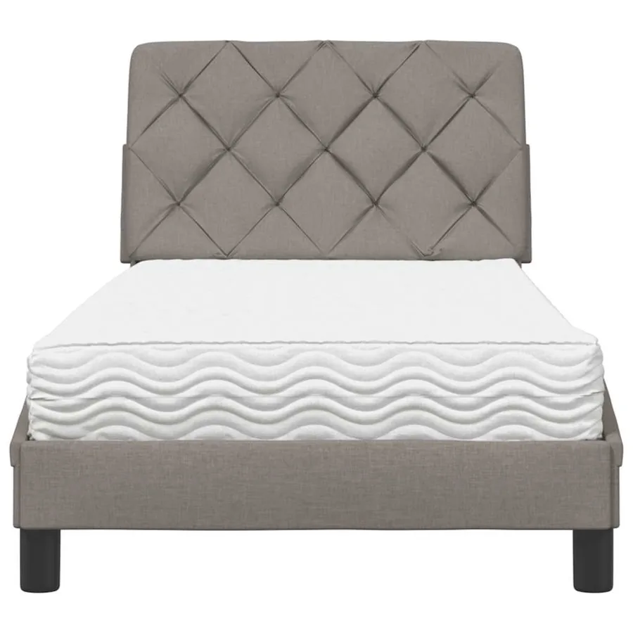 Lit avec matelas taupe 80x200 cm tissu - 5