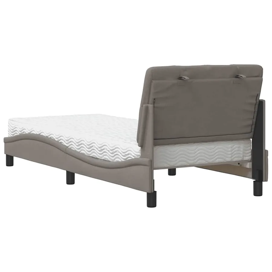 Lit avec matelas taupe 80x200 cm tissu - 7