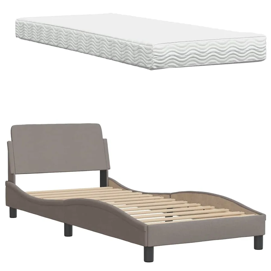 Lit avec matelas taupe 80x200 cm tissu - 8