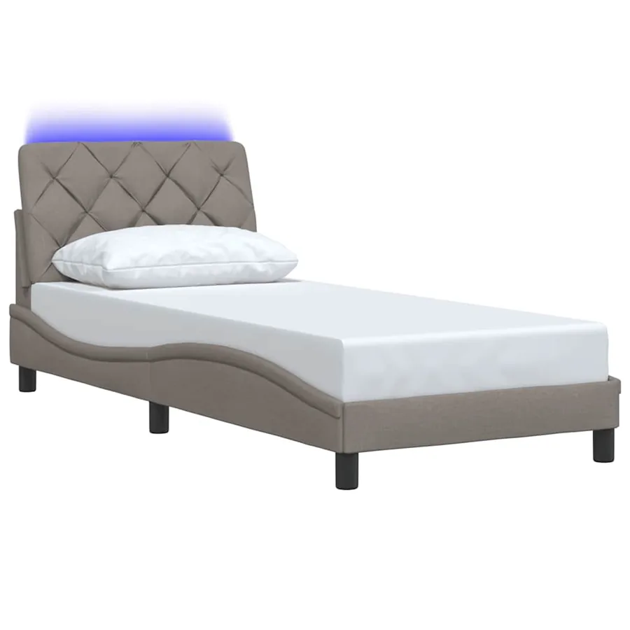 Cadre de lit avec LED sans matelas taupe 80x200 cm tissu - 3