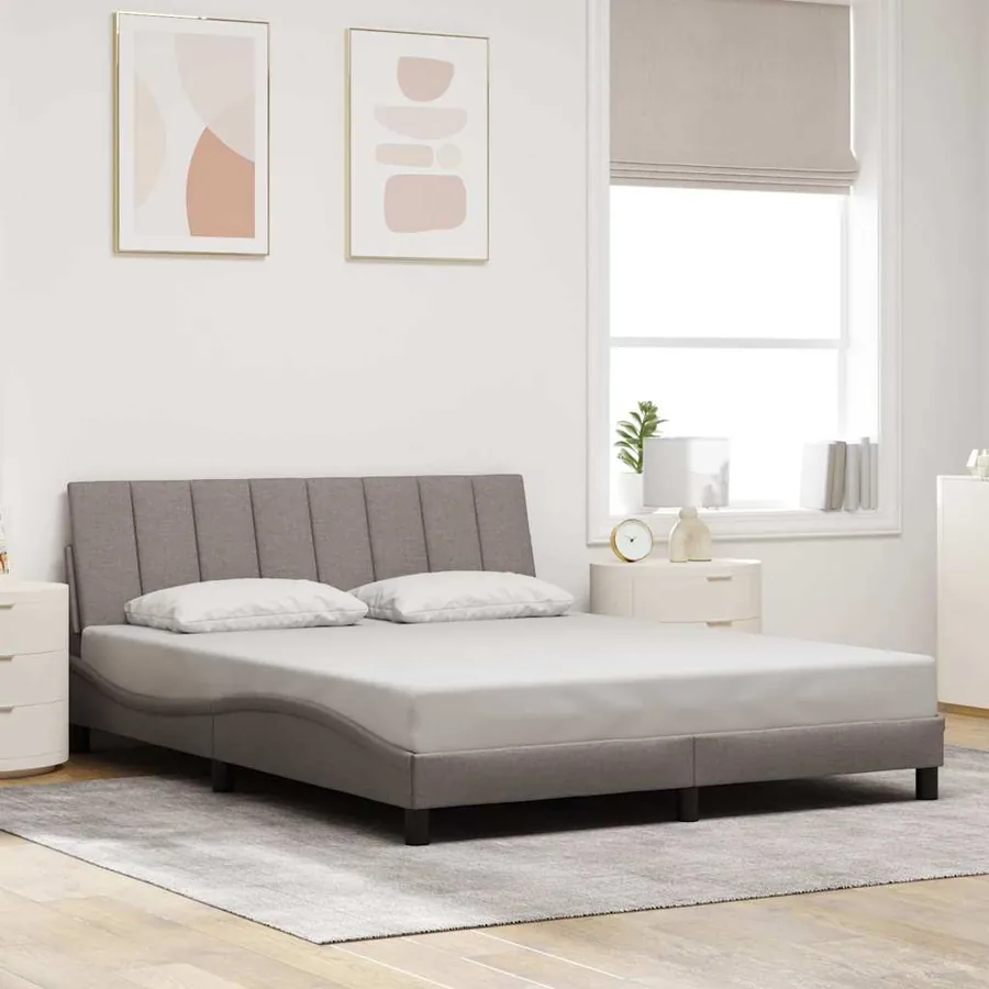Cadre de lit sans matelas Hanko taupe 160x200 cm tissu