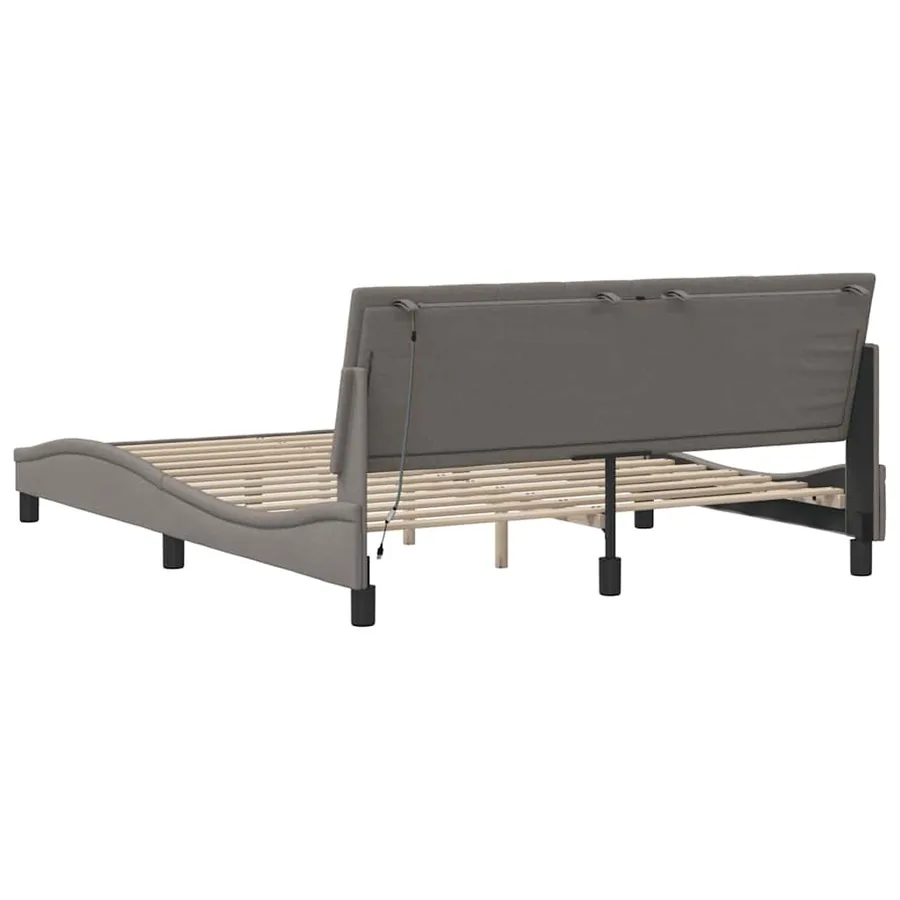 Cadre de lit sans matelas Hanko taupe 160x200 cm tissu - 10