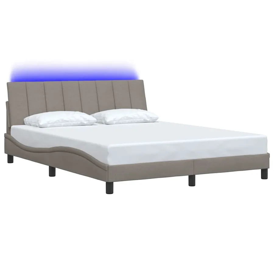 Cadre de lit sans matelas Hanko taupe 160x200 cm tissu - 3