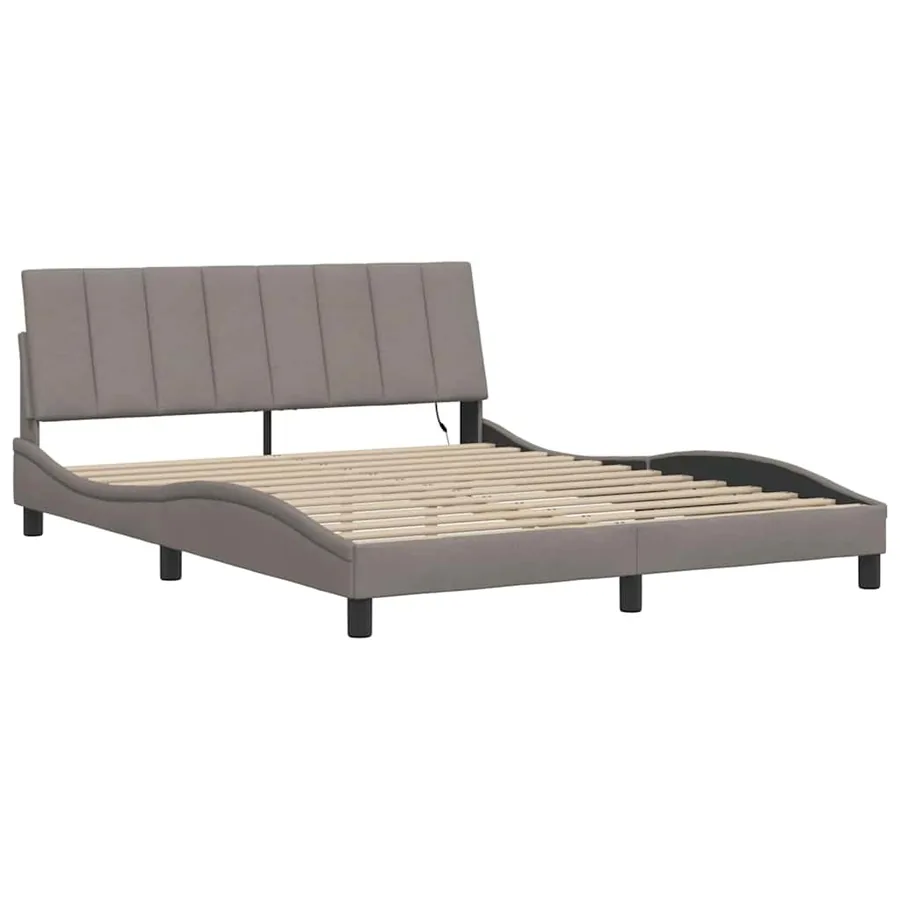 Cadre de lit sans matelas Hanko taupe 160x200 cm tissu - 5