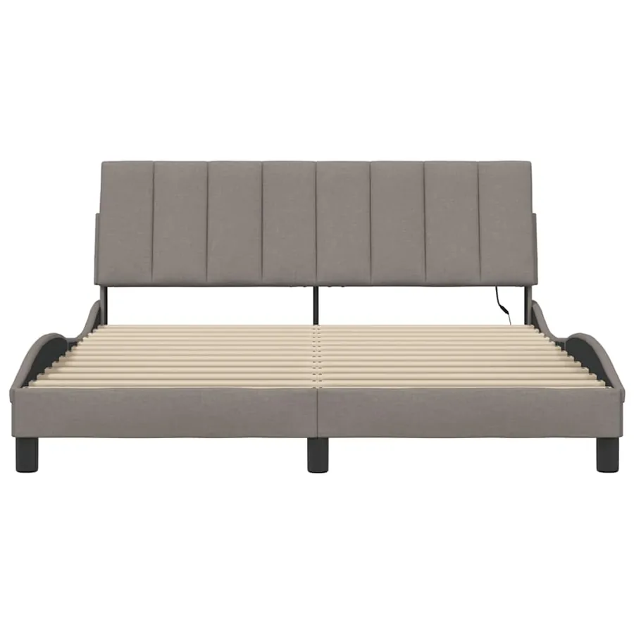 Cadre de lit sans matelas Hanko taupe 160x200 cm tissu - 6