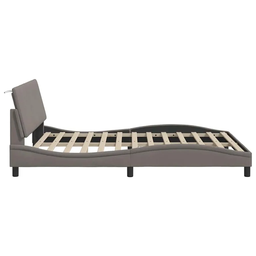 Cadre de lit sans matelas Hanko taupe 160x200 cm tissu - 9