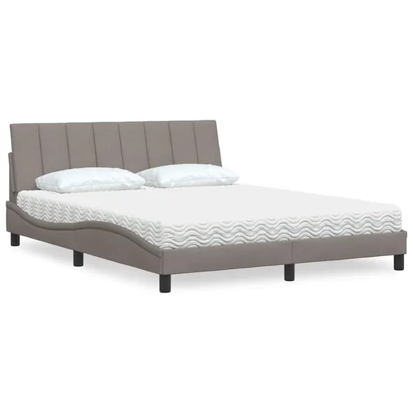 Lit avec matelas Hanko taupe 160x200 cm tissu