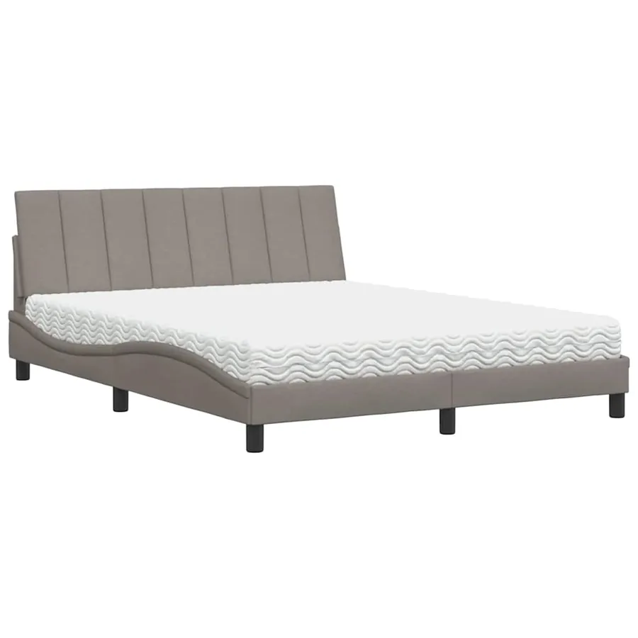 Lit avec matelas Hanko taupe 160x200 cm tissu - 2